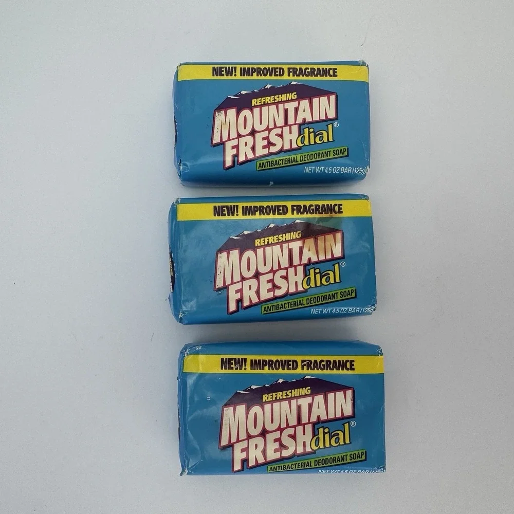 Vtg Lot of 3 Bars DIAL Mountain Fresh Deodorant Soap 4.5 Oz Each Old Stock Prop
